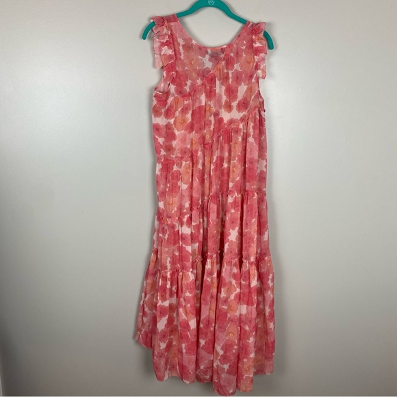 HATCH The Anaelle Midi Dress in Pink Poppy Silk Blend Size 2 Maternity Medium - Picture 4 of 11